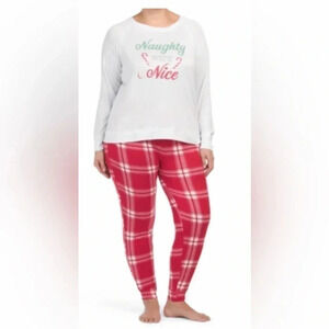 CHRISTMAS pajama  Jaclyn Intimates Plus Naughty But Nice Plaid Joggers S…
